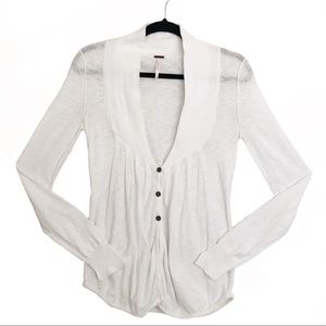 Free People V-Neck Cinched Button Up Cardigan